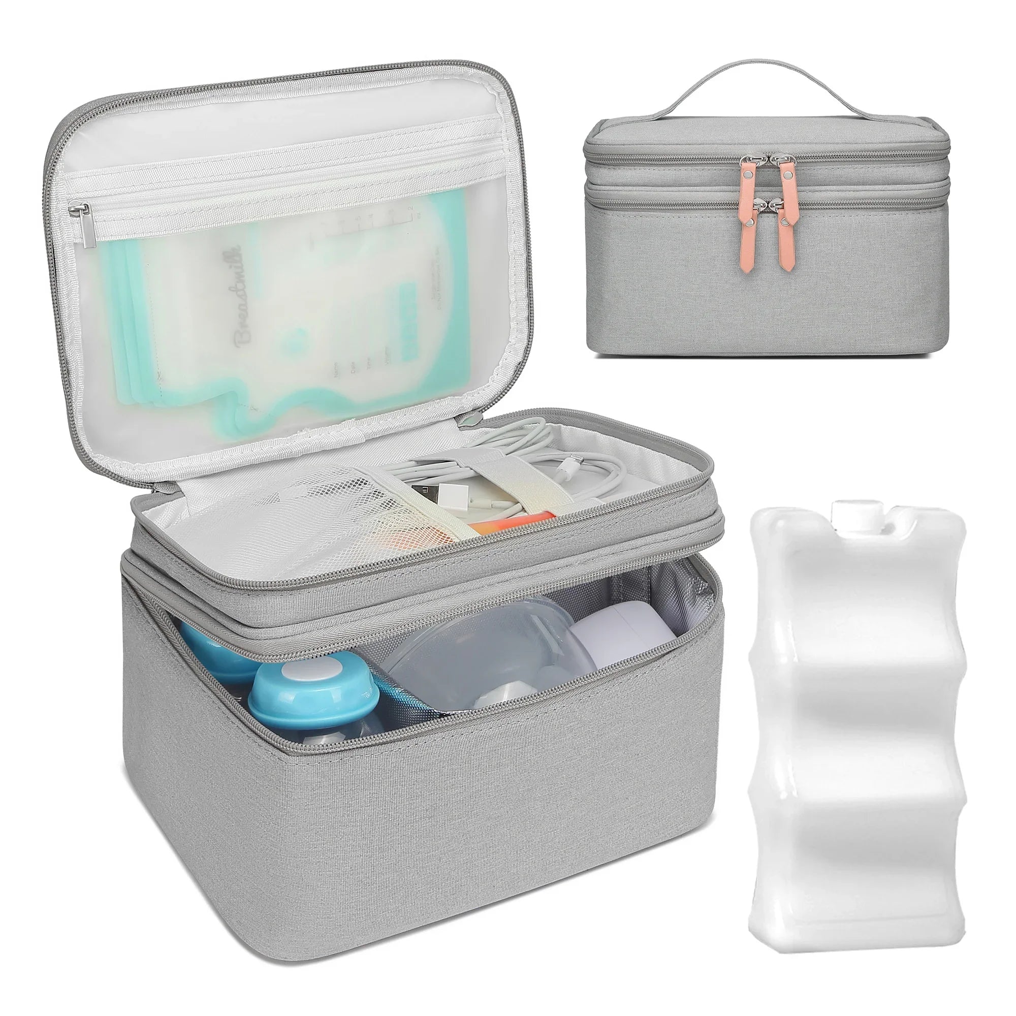 Evite Bærbar Kjølebag + Element - Lys Grå