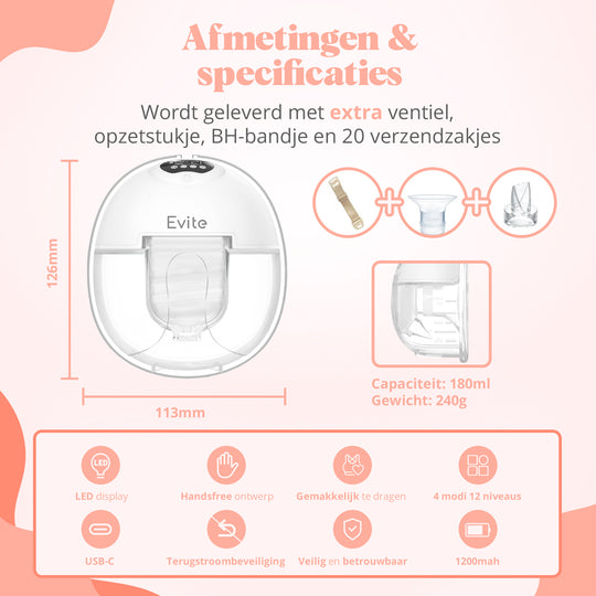 Evite Elektrische Draadloze Borstkolf Maxi - 1 Pack