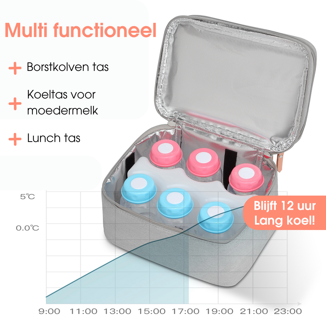 Evite Draagbare borstkolf tas met koeling - Licht Grijs