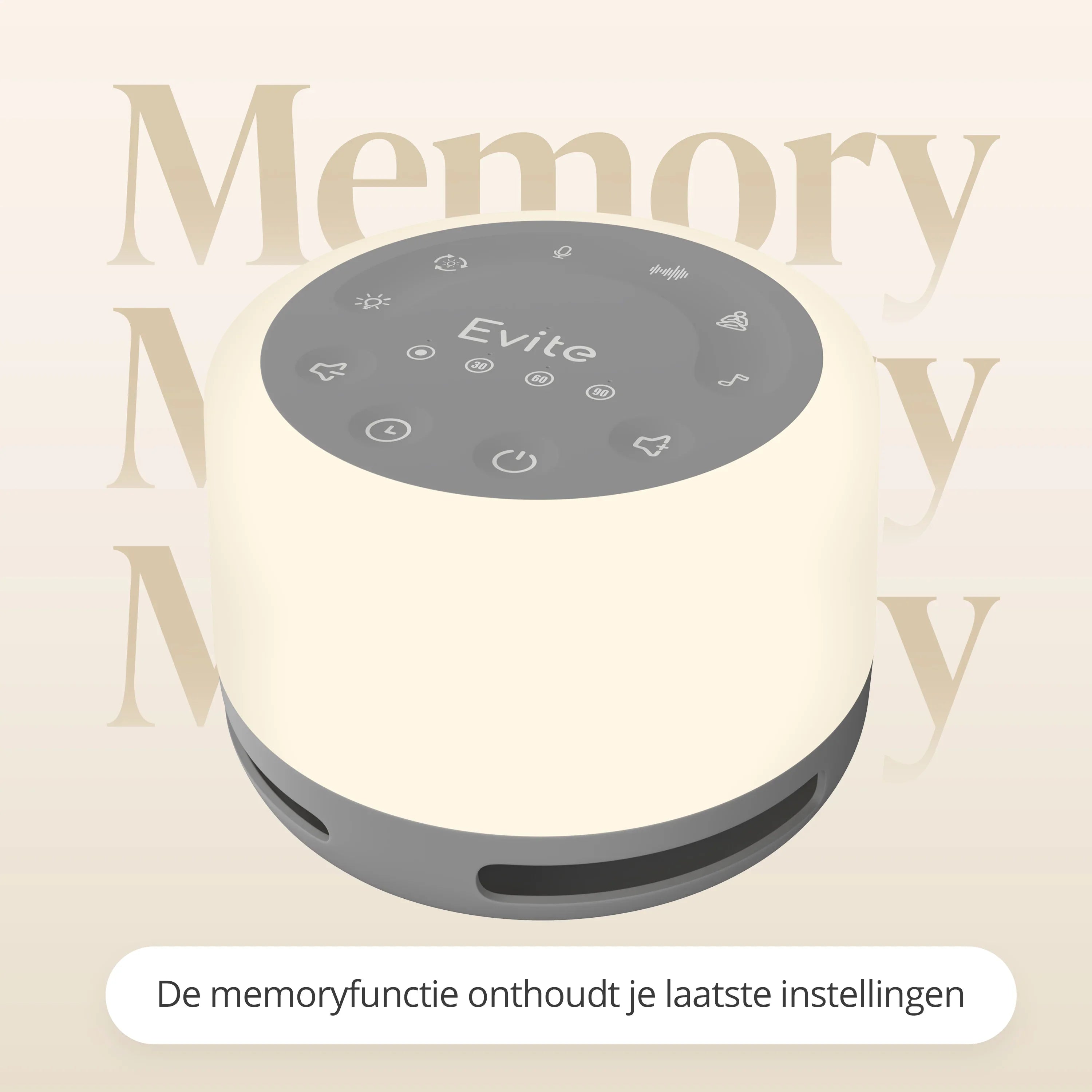 Evite White Noise Machine Grijs – 30 geluiden, Nachtlamp & Rust Evite White Noise Machine Grijs – 30 geluiden, Nachtlamp & Rust